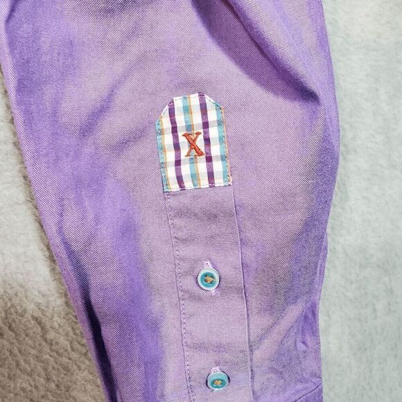 Robert Graham Shirt Mens Medium Purple Nicholson Classic Flip Cuff BOP Button Up - Picture 7 of 12
